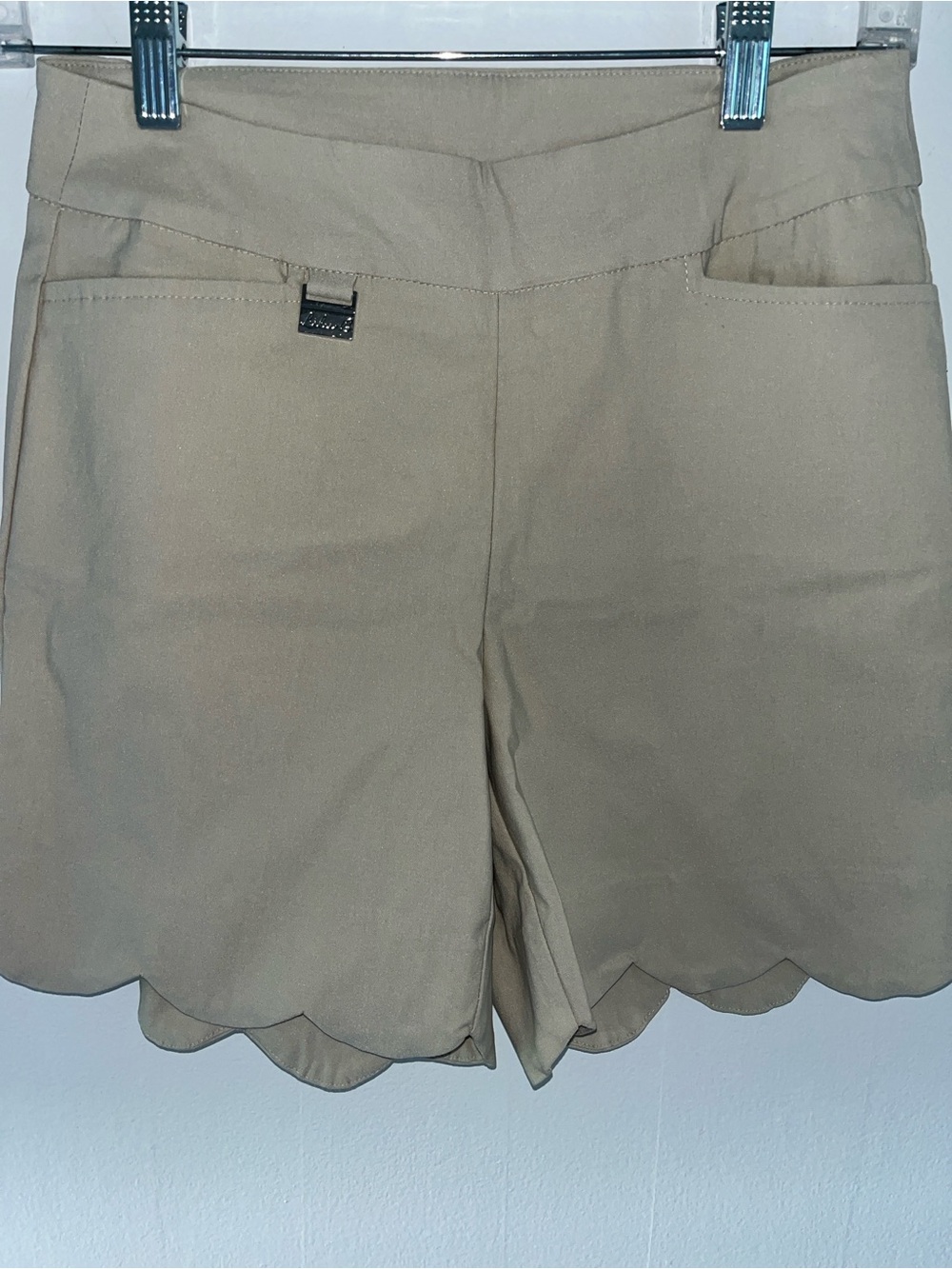 Lulu-B Scallop Hem Shorts - Khaki